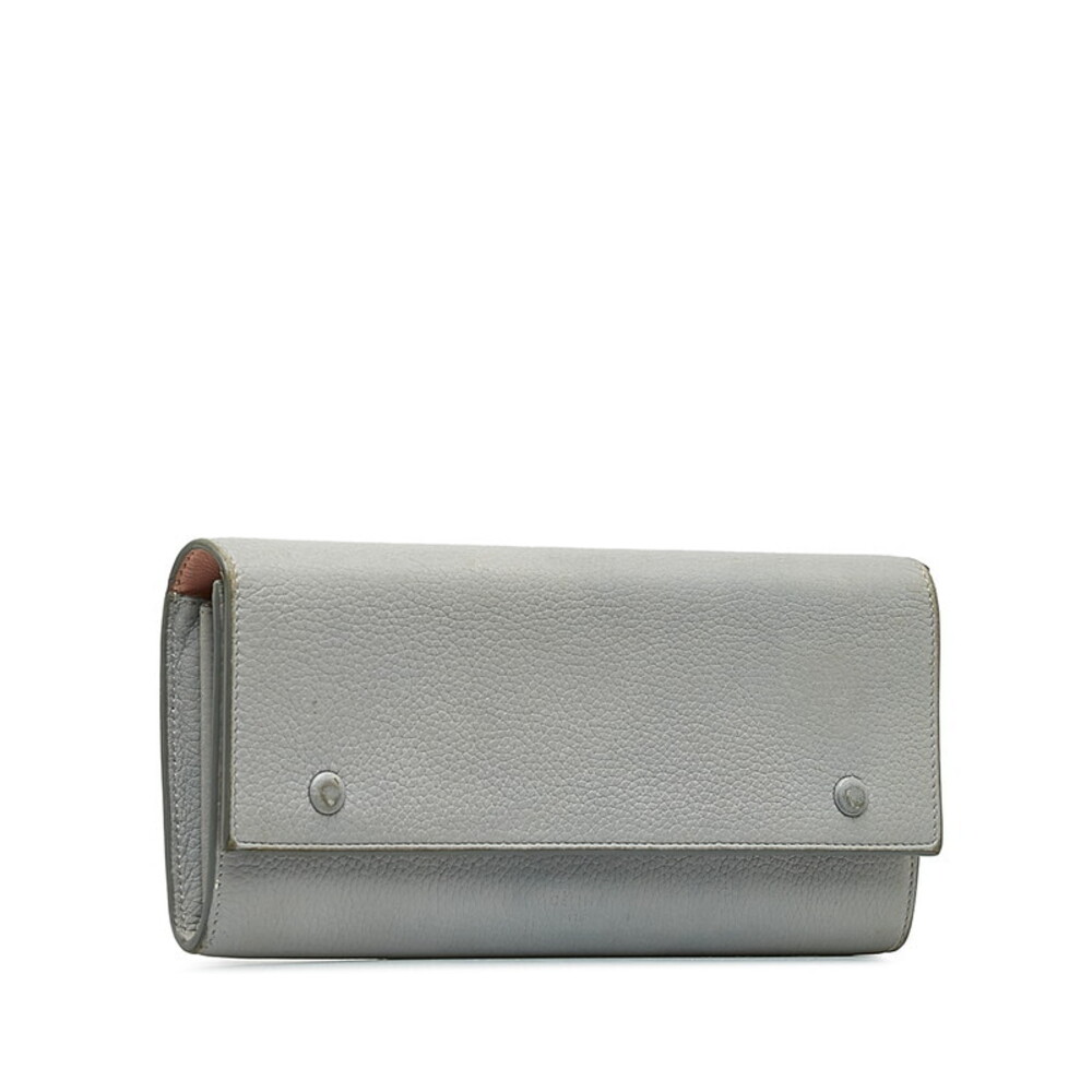 Celine Leather Gray Flap Function Long Wallet Mul… - image 1